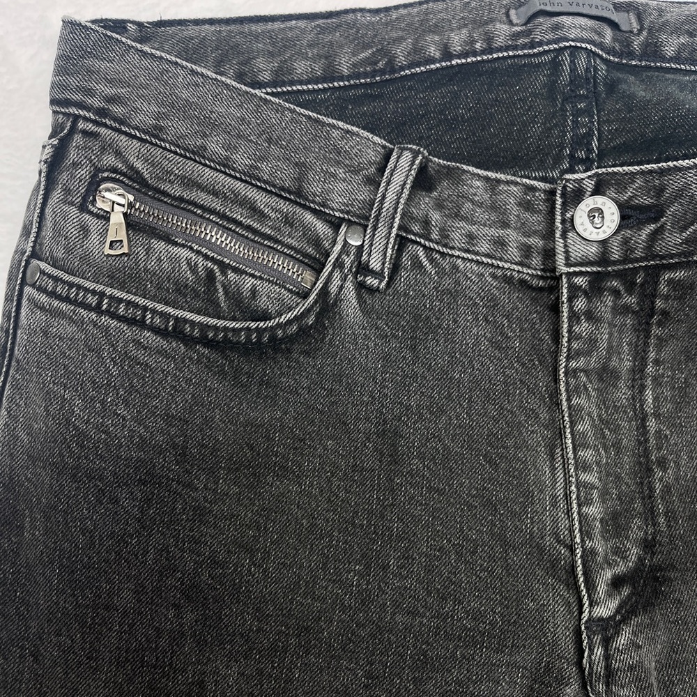 John Varvatos Men’s Sz 32 Gray Distressed Jeans Rocker Edgy Straight Leg Skull - Picture 6 of 11